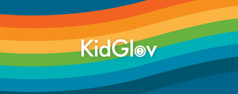 an LGBTQ rainbow with KidGlov in the middle