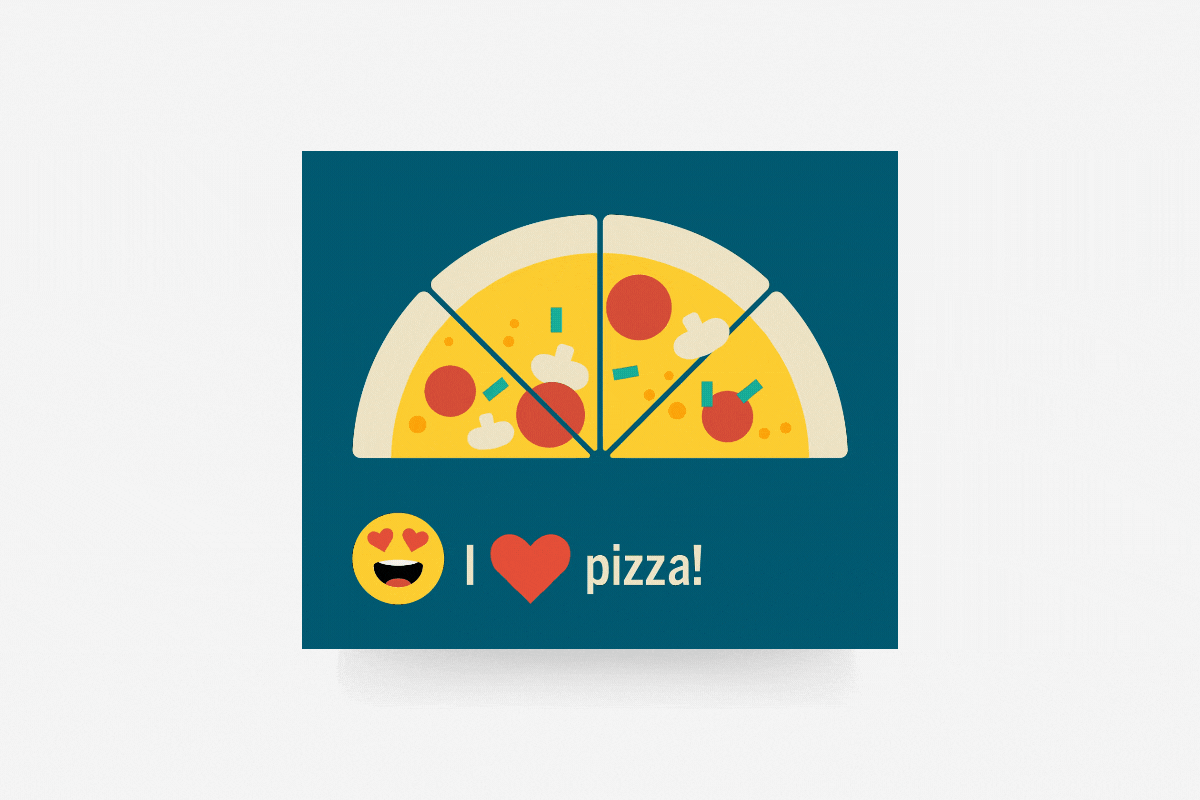 Digital ad design comparing eating too much pizza to too much screen time.