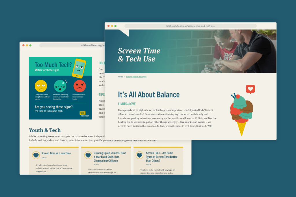 Image showing the landing page design for screen time and tech use.