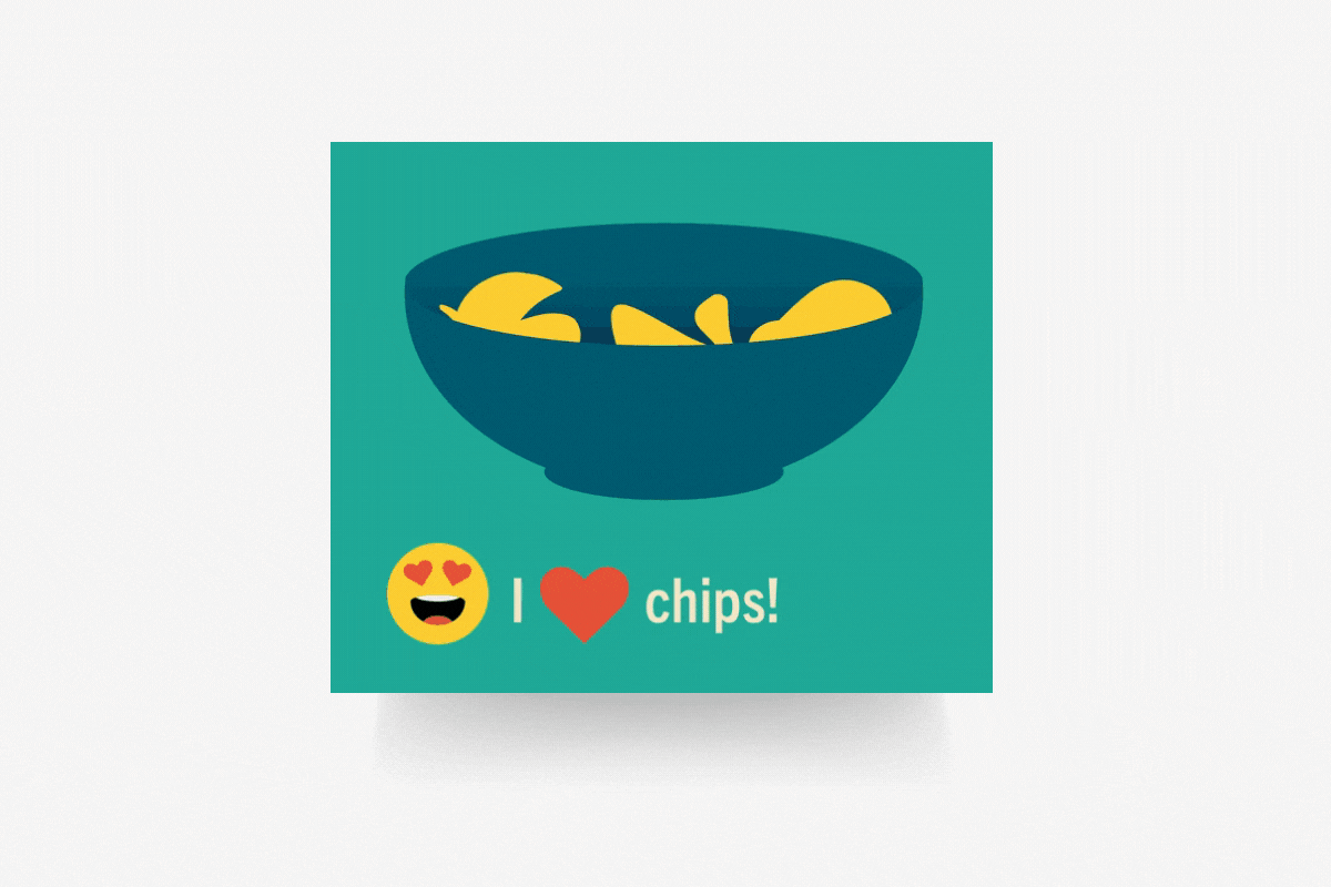 Digital ad design comparing eating too many chips to too much screen time.