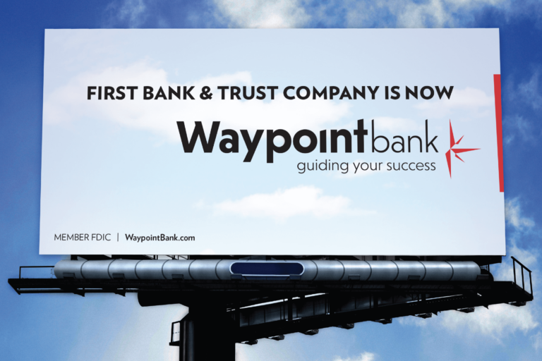 Image mockup showing the billboard design for Waypoint Bank