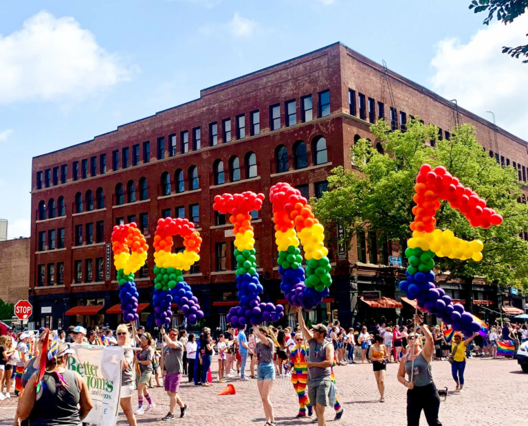 Pride parade in Omaha's Old Market.