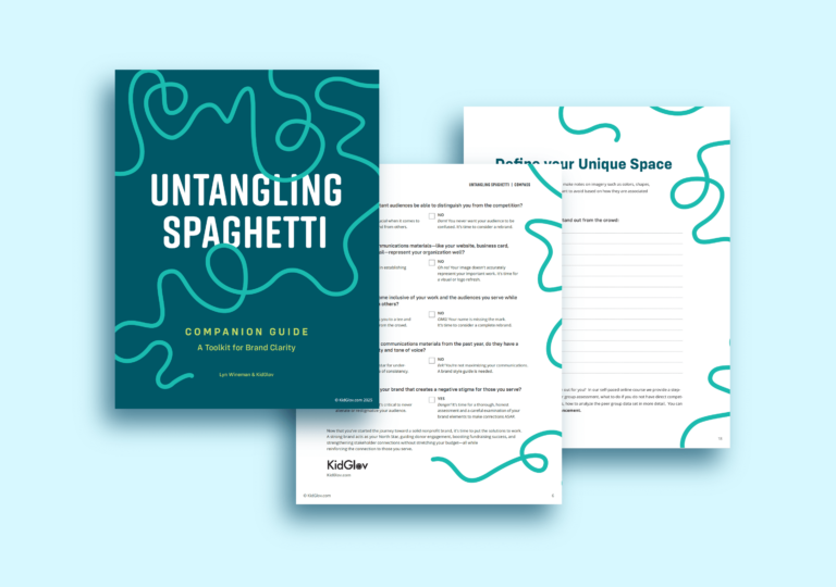 Image of the Untangling Spaghetti Companion Guide workbook sitting on top of a light blue background.